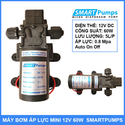 May Bom Ap Luc Mini 12v 60w Smartpumps Chinh Hang