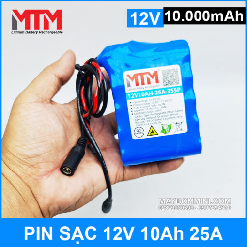 Pin Sac 12v 10000mah 25A 3S5P Cao Cap Gia Tot