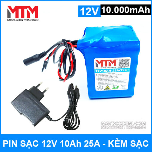 Pin Sac 12v 10000mah 25A 3S5P Kem Sac