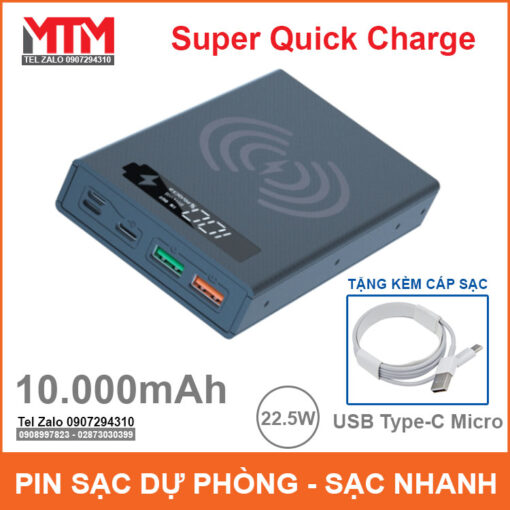 Sac Du Phong Khong Day 10000mah Den