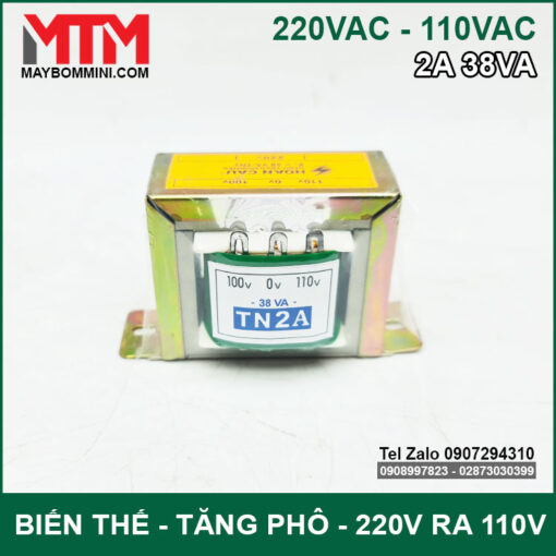 Bien The Bien Ap Tang Pho Doi Dien AC 220V Ra110V 2A 38VA Chinh Hang