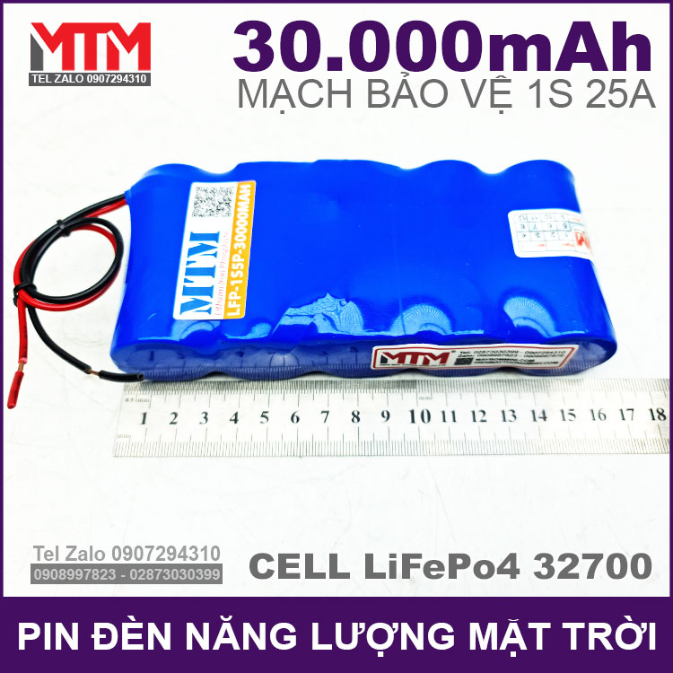 Pin đèn năng lượng mặt trời 3.2V 30Ah MTM 30 Kich Thuoc Chieu Dai Pin 5cell 30ah