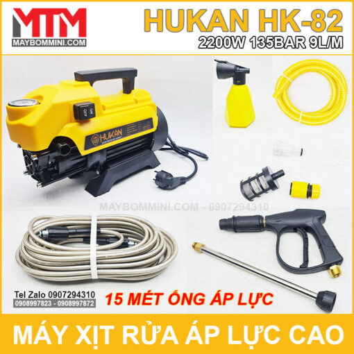 May Rua Xe Ap Luc Cao Hukan HK 82 220V 2200W 135bar 9L 15 Met Ong Ap Luc