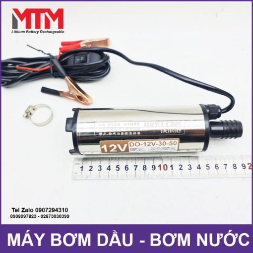 Kich Thuoc Chieu Dai May Bom Dau Thung Phuy Can Nhua 12V 24V 100W 30L 50mm