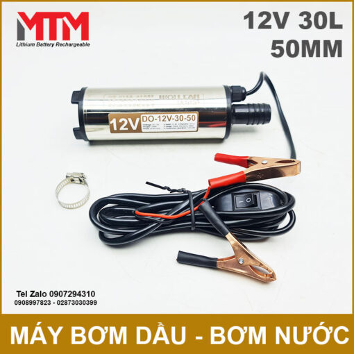 May Bom Dau Thung Phuy Can Nhua 12V 100W 30L 50mm