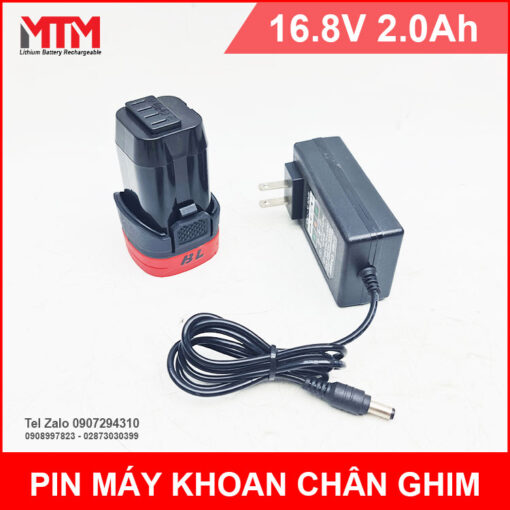 Pin May Khoan Chan Ghim 16V8 2000mah Kem Sac Adapter