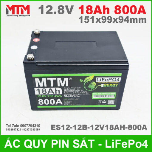 Binh Ac Quy Pin Xe May 12V 18Ah 800A ES12 12B 12V18AH 800A Khoi Dong Xe May