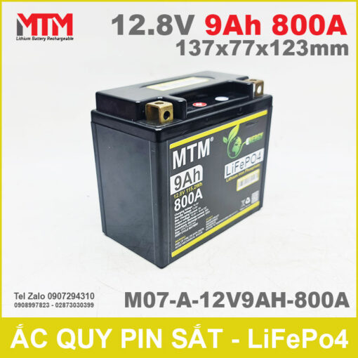 Binh Ac Quy Pin Xe May 12V 9Ah 800A M07 A 12V9AH 800A Chinh Hang Gia Re